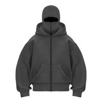 Pasamontañas moda personalidad Sudadera con capucha hombres Color sólido doble capa Sudadera con capucha Y2k Retro Hip Hop ropa de calle de invierno - details 4