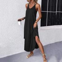 Vestido largo suelto sin mangas para mujer con cuello en V y tirantes, vestidos casuales de Color sólido para uso diario, nuevo - details 9