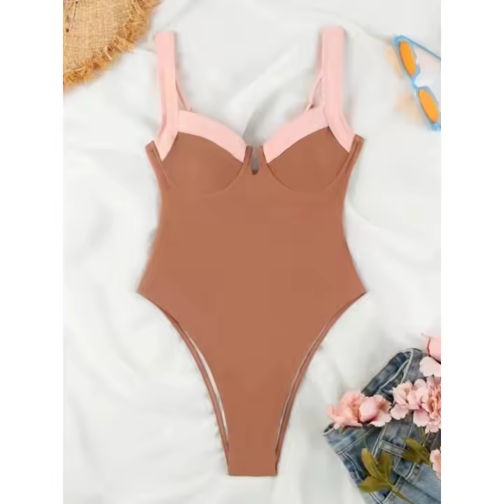 Traje de baño de una pieza, Bikini para mujer, nuevo estilo, traje de baño empalmado, diseño integrado, traje de baño cómodo y elegante - 1