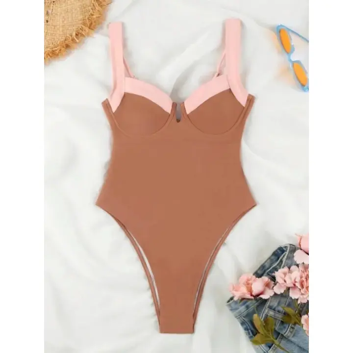 Traje de baño de una pieza, Bikini para mujer, nuevo estilo, traje de baño empalmado, diseño integrado, traje de baño cómodo y elegante - 1