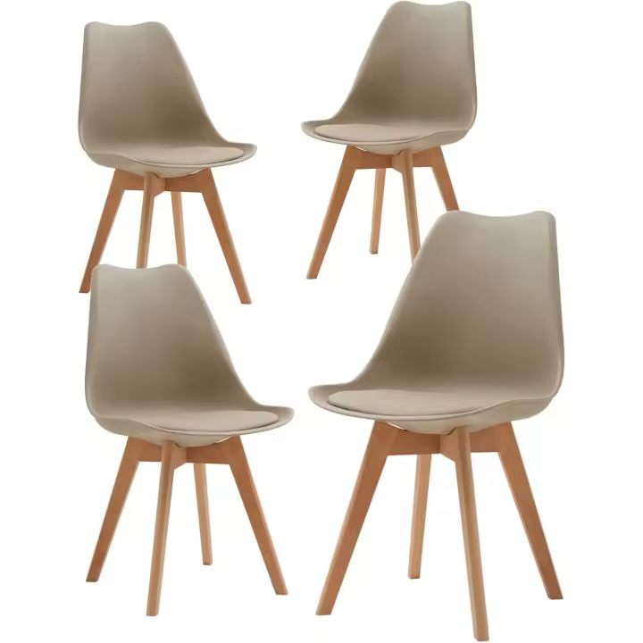 Comedor Modernas con Asiento Tapizado y Patas de Madera de Haya Ideales para Comedor, Cocina, Sala de Estar, Dormitorio (Marrón) - 1