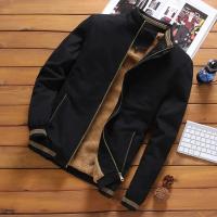 Autumn And Winter New Men's Fashion Aviator Jacket Fleece Thickened Warm Baseball Jacket Solid Color Zipper Large Size Top M-5XL - details 5