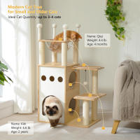 Árbol de madera para gatos, rascador para uso en interiores con poste rascador, accesorios para gatos y condominio - details 9