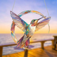 Atrapasoles de colibrí, adorno colgante de ventana colorido, Ideas de decoración acrílica para el hogar - details 2