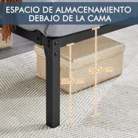 Bastidor de Cama Metálico Listones de Acero Espacio de Almacenamiento Bajo la Cama Fácil Montaje Cama Individual 90 x 190 x 36.5 cm Negro - details 7