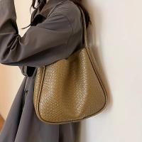 Bolso de hombro tejido de gran capacidad para mujer - Bolso de mano texturizado elegante con cierre magnético y correas fijas, bolso informal elegante de color sólido para ir al trabajo, ir de compras, citas (caqui/marrón claro/verde/negro), accesorio par - details 4