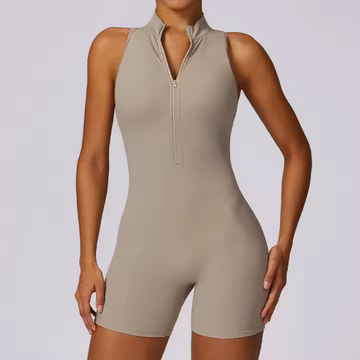 Mono de Yoga Sin Mangas con Almohadilla Kailuoka para Mujer Rompers Deportivos de Gimnasio Fitness Cortos con Talleres Material de Nylon - 1