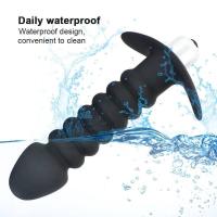 Embalaje privado Vibrador de silicona sexy con forma de consolador Anal Plug 1/10 Velocidad ajustable Masajeador de próstata Butt Bead Estimulación Juguete sexual para parejas - details 4