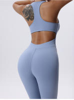 Mono de Yoga con cremallera para mujer, chaleco sin mangas y pantalones ajustados para Fitness y entrenamiento - details 6
