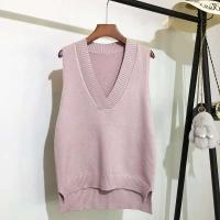Suéter sae suelto coreano de punto con cuello en V para mujer, chaleco sin mangas, otoño e invierno - details 8
