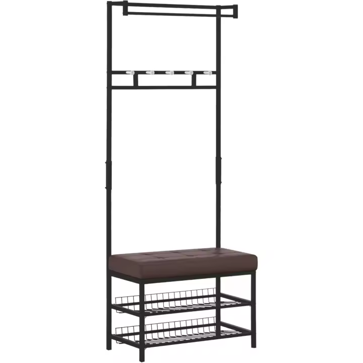 2 Estantes para Zapatos y 5 Ganchos 725x35x180 cm Negro - 1