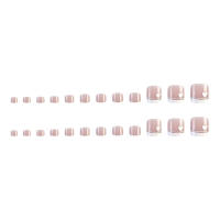 24PCS,Uñas de estilo francés para mujeres y niñas,Uñas postizas reutilizables,Dulce y encantador,Salón de uñas - details 0