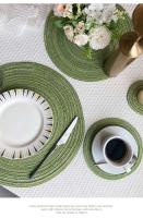 Mantel personal de hilo de algodón de estilo nórdico, ramio tejido circular para tazas, mantel con tablero aislante, antideslizante y anti - details 1