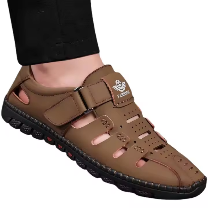 Sandalias De Verano Para Hombre, Zapatos Suaves De Cuero, Antideslizantes, Punta Cerrada, Transpirables, Secado Rápido - 1