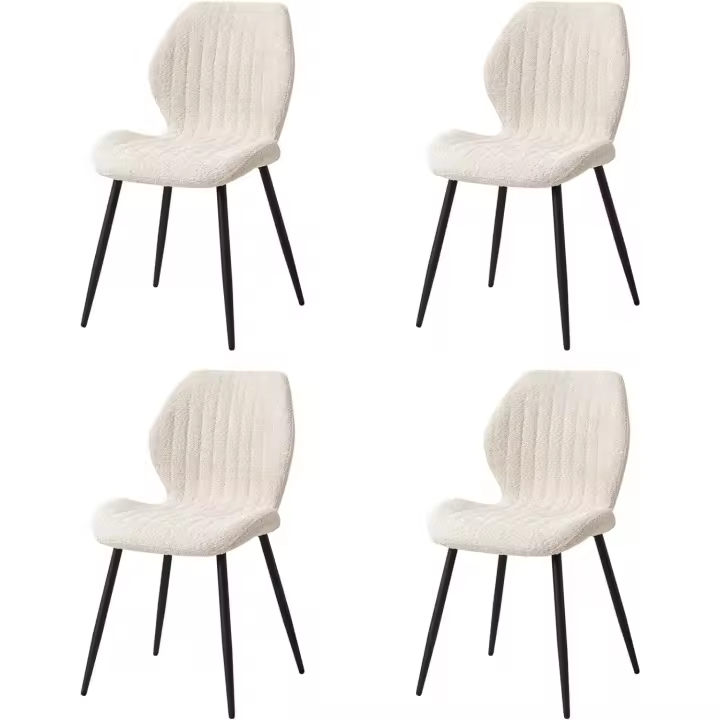 Sillas de Comedor Nórdicas 4 Piezas Tapizadas, Cojines de Tela con Patas de Metal - 1