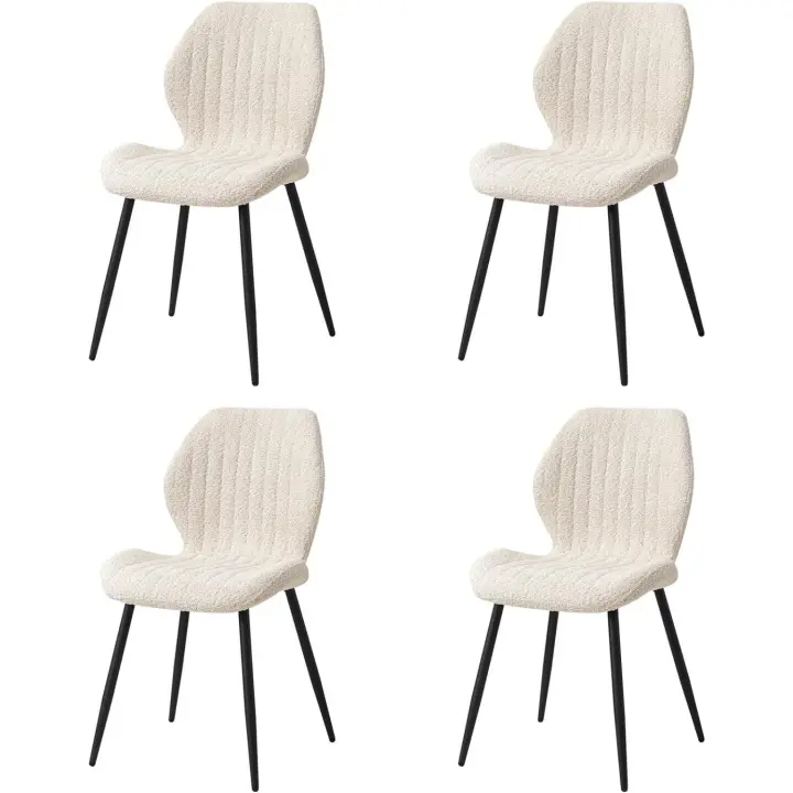 Sillas de Comedor Nórdicas 4 Piezas Tapizadas, Cojines de Tela con Patas de Metal - 1