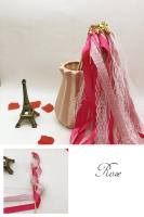 Varitas de cinta para boda, palo con campana, cinta de encaje, serpentinas giratorias, palo de hadas, fiesta de cumpleaños, decoración de boda, 10/20/50 piezas - details 5