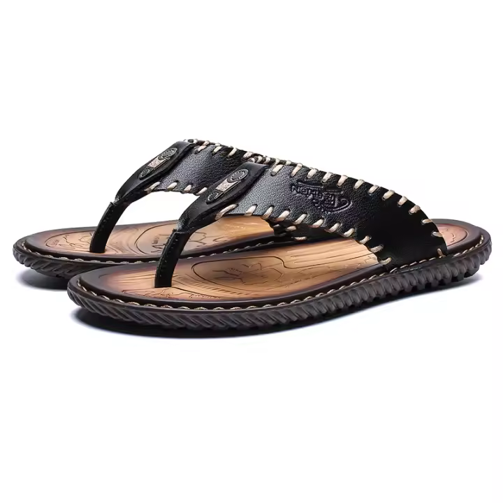 Sandalias de piel para hombre, chanclas deportivas para interior y exterior, paseos por la playa. - 1