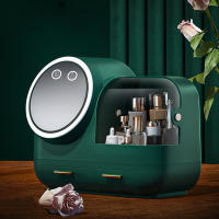 Organizador de Maquillaje Caja de Almacenamiento de Cosméticos con Luz LED HD Espejo Cubierta Carga USB (Blanco/Rosa/Verde) Estable Propiedad Alta Confianza Estilo Moderno - details 3