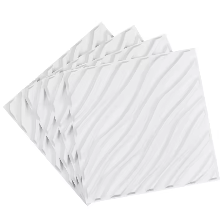 SucceBuy Paneles de pared 3D, paquete de 12 azulejos de ondas minimalistas de PVC de 19,7 x 19,7 pulgadas, panel de pared decorativo de cobertura de 32 pies cuadrados, decoración interior del hogar, blanco mate - 1