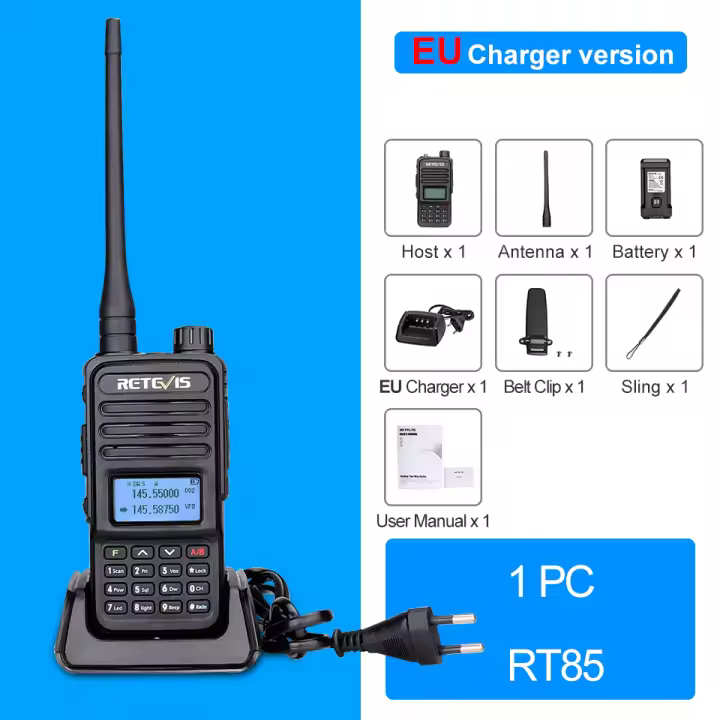 Retevis-walkie-talkie RT85, Estaciones de radio bidireccionales, 5W, VHF, UHF, Banda dual - 1