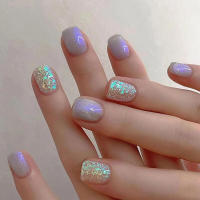 Uñas artificiales de resina para decoración de uñas, brillantes, a presión, hielo, morado, latido del corazón - details 3