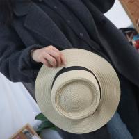 Sombrero tejido de paja de estilo coreano a la moda, sombrero de ala ancha cóncavo con protección solar, sombrero de cubo, sombrilla de ala plana, sombrero de sol para mujer, playa - details 7