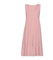 Verano blanco cuello redondo sin mangas volantes Vestidos de playa sueltos mujeres Boho Color sólido elegante vestido veraniego Club fiesta Midi Vestidos - details 4