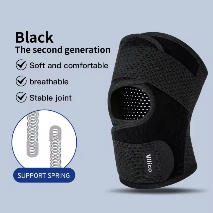 Rodilleras con cojín de presión, correa para rótula, transpirable, ajustable, soporte para rótula, presurización, envoltura suave para deporte, rodilla, senderismo - 1