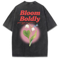 Camiseta lavada con estampado de orquídeas Bloom Boldly Bell, ropa de calle suave de verano para mujer, camisetas deportivas cómodas, pantalón corto informal de calle de manga - details 28