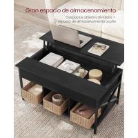 Mesa de Central con Tablero Elevable Estilo Rústico Marrón y Negro Ideal para Dormitorio con Espacio Abierto y Oculto Forma de X - details 39