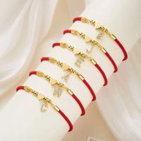Pulsera de Corazón Inicial A-Z de Acero Inoxidable Color Oro Joyería de Encanto de Cuerda Ajustable de Rojo de la Suerte para Mujeres Regalo de Joyería - details 2