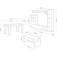 Mesa de Centro Doble Altura, Mesita para Salón, Mesa Auxiliar, Modelo Iris, Acabado en Color Blanco Artik y Roble Nodi, 108 cm (Largo) x 50 cm (Ancho) x 43 cm (Alto) - details 8