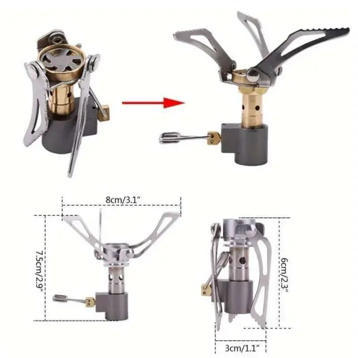 Mini horno portátil de gas plegable para acampar al aire libre, cocina, picnic, estufa dividida, quemador, 1. - 1