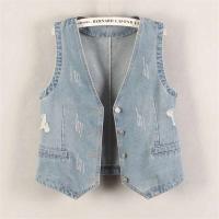 Top sin mangas rasgado azul claro para mujer usado en verano, chaleco vaquero, tendencia 2025 - details 1