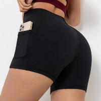 Pantalones cortos de gimnasio para mujer, yoga con bolsillo, leggings Fiess, pantalones cortos de cintura alta - details 8