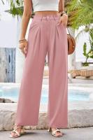 Pantalones de cintura alta para mujer, pantalones de vestir lisos a la moda, pantalones holgados de pierna recta para primavera y otoño - details 11
