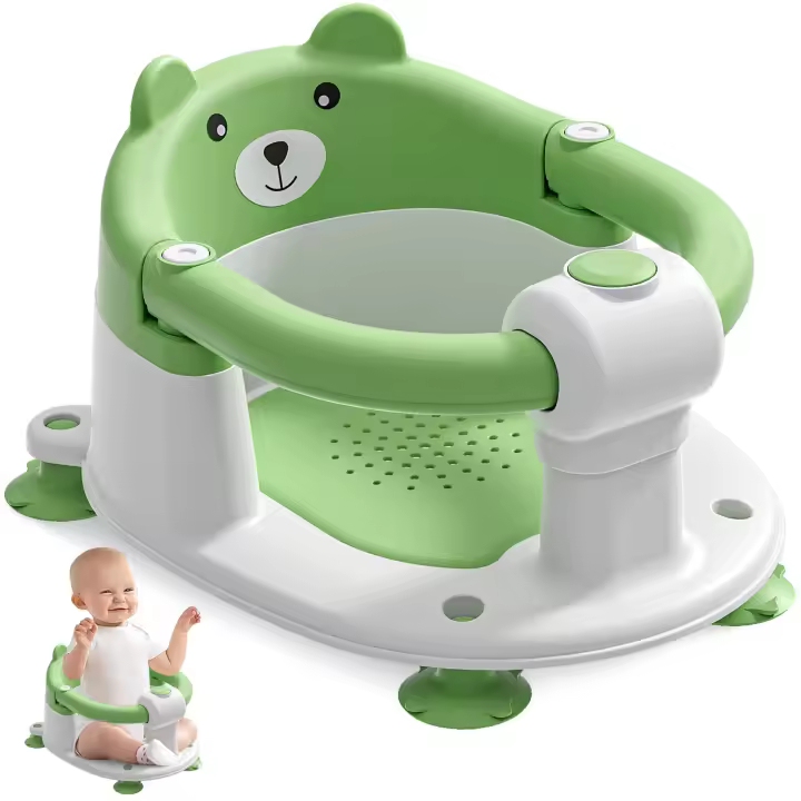 Asiento de Baño para Bebé Seguro Antideslizante, Sillín de Baño para Recién Nacidos de 6 Meses y Más, Cojín Suave y 4 Ventosas - 1