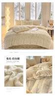 Juego de ropa de cama cálida de piel sintética de conejo, funda de edredón cálida transpirable, agradable a la piel, Queen, acogedor, Otoño e Invierno - details 24