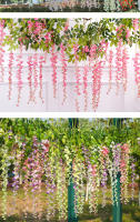 Wisteria Artificial de Seda 12 Pcs Garland de Vid Ideal para Bodas, Fiestas, Jardines, Oficinas - details 0