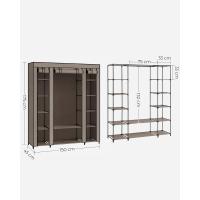 Armario de Tela 12 con Barra y Estantes Armario Estable para Dormitorio, Vestidor 150 x 45 x 175 cm - details 14