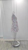 Vestido corto elegante por debajo de la rodilla para mujer, vestido corto con borde de encaje y cuello en V, estampado de moda dulce, temperamento, verano 2024 - details 7