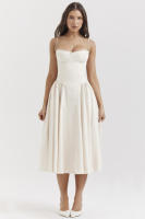 Vestido de mujer sin mangas y hombros, diseño elegante, vestido de corte - details 10
