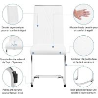 2PCS Sillas de Comedor Giratorias Sillas de Cocina con Respaldo Alto Patas Metálicas Diseño Moderno para Salón Oficina Dormitorio Blanco - details 4