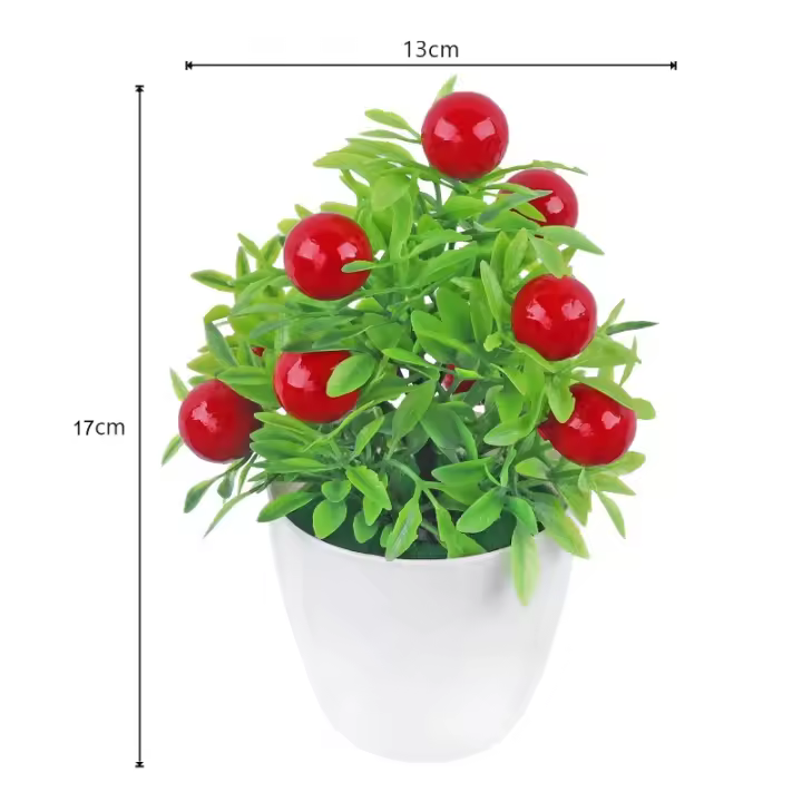 Planta Artificial bonsái naranja Granada árbol frutal decoración de alféizar de ventana planta falsa de jardín de plástico decoración del hogar en maceta - 1