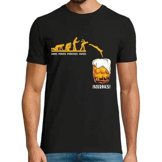 Evolución Semana Trabajo Viernes Cerveza Humor Cervezas Alcohol Camisetas CERVEZA,Pack Regalo Camiseta Personalizada - 1