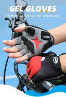 Guantes cortos antideslizantes para bicicleta, manoplas de Gel sin dedos con tira reflectante, deportes de verano, ciclismo - details 0