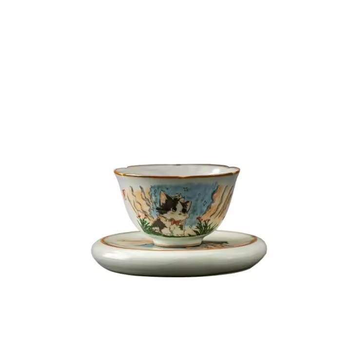 La apertura exclusiva de Ru Kiln Master Personal puede aumentar el regalo de una sola taza de té Kung Fu China-Chic de alta gama - 1
