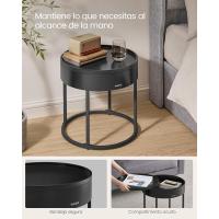 Auxiliares Redondas, Mesas Nido, Estilo Moderno, Almacenaje Oculto y Bandeja Superior, Salón, Dormitorio, Balcón, Beige Natural y Negro Tinta LCT044K67 - details 4