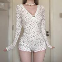 Camisola Floral Miravia Mono Corto de Encaje Primavera/Verano 2024 Pijama Sensual con Mangas Largas para Casa Conjunto de Dormir Sexy Moda Hogar Trendy - details 9